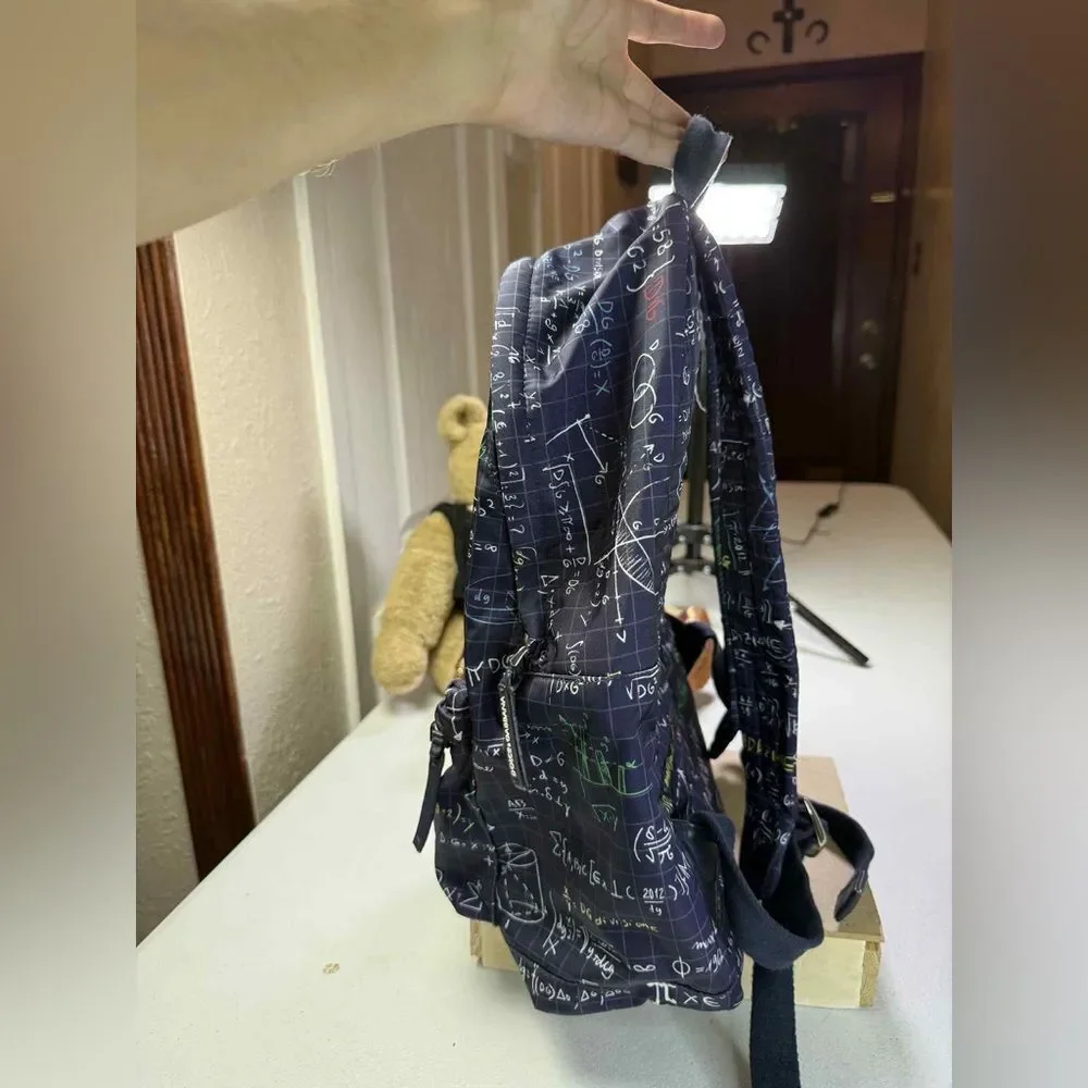 Dolce & Gabbana Blue algebra print Backpack with White and Red Accents